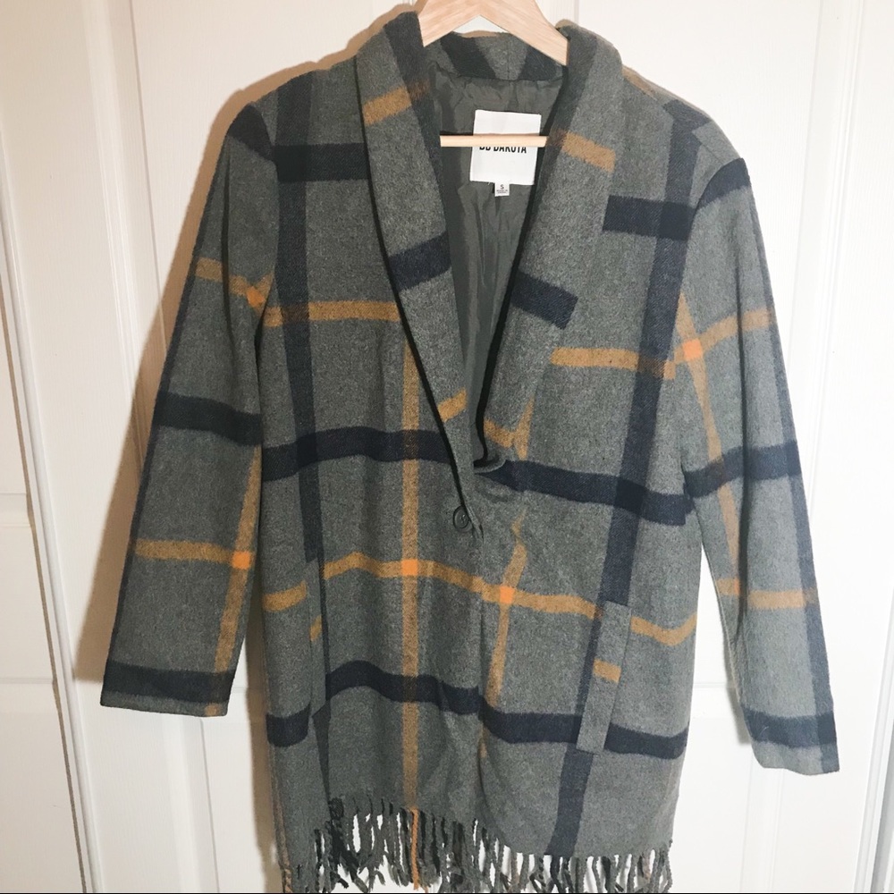 BB Dakota Women's Plaid Fringe Coat - Picture 4 of 8